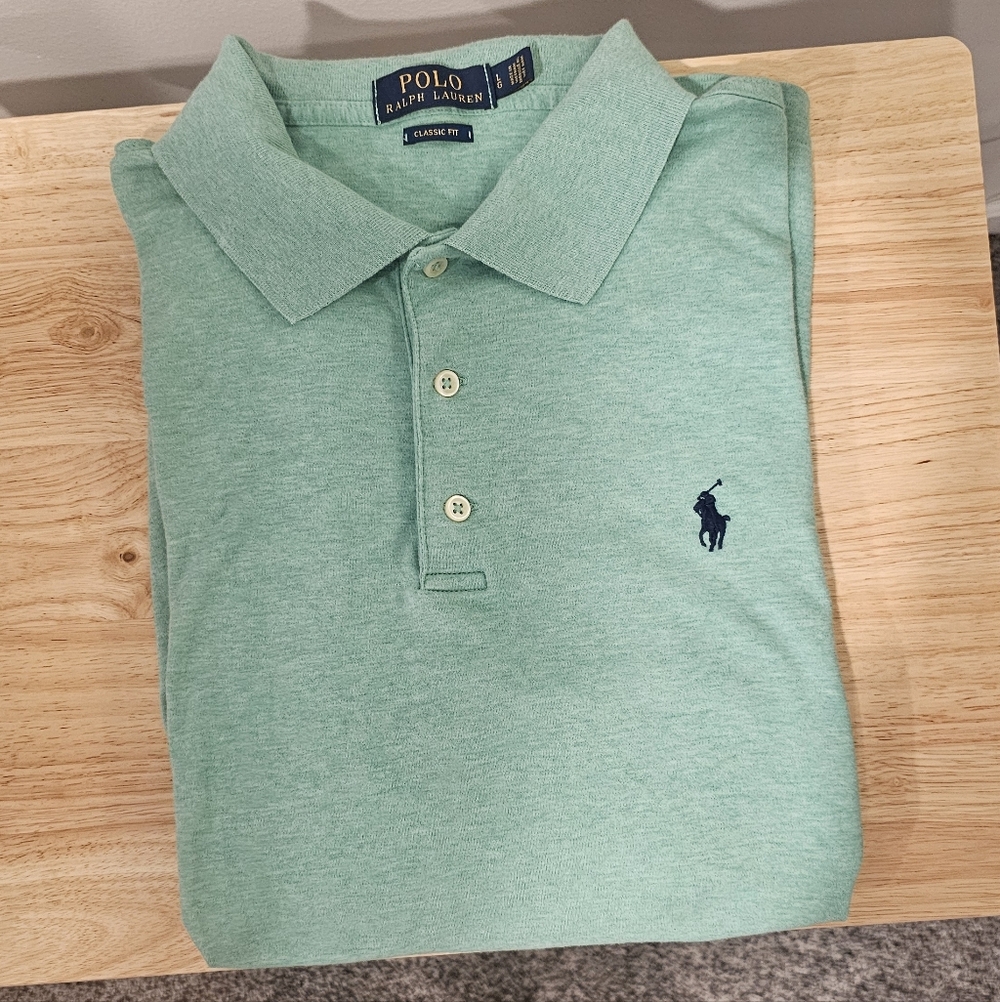 Polo Ralph Lauren Men's Light Green Polo Shirt Size-Large